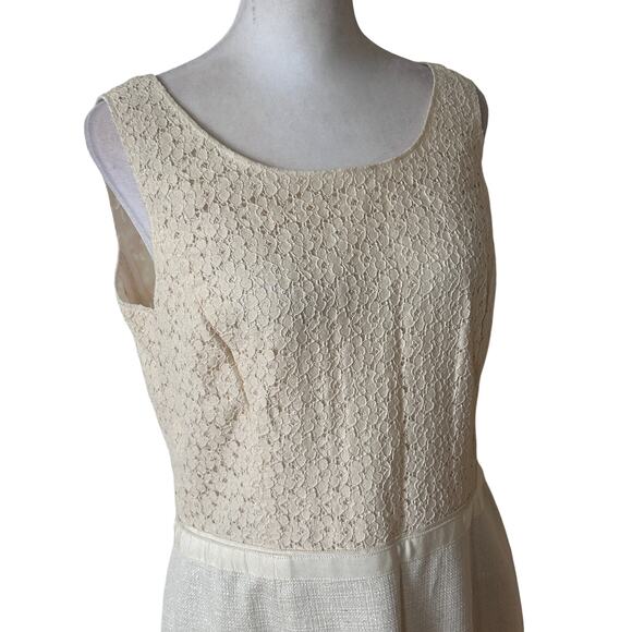 W by Worth Off-White Sleeveless Sheath Dress Floral Lace Overlay Womens Size 8 - Picture 2 of 6